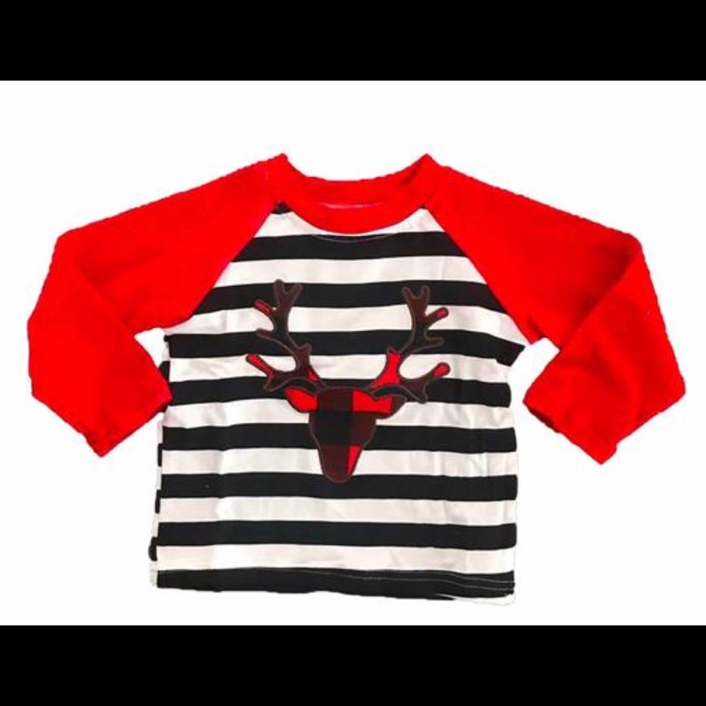 Plaid Antler Shirt Black Stripe Red Raglan